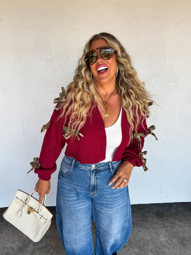 SLOANE BOW KNIT CARDIGAN