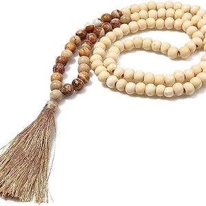 Boho Vibe Wood Bead & Tassel Necklace
