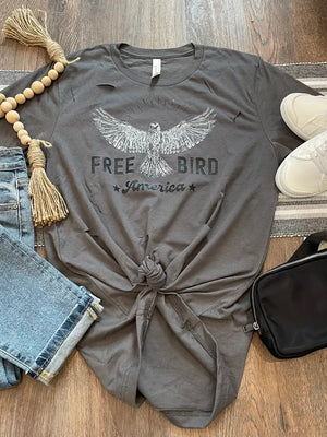DISTRESSED FREE BIRD TEE