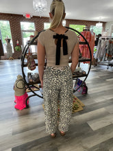 Load image into Gallery viewer, Braided Waist Belt Patch Leopard Print Pants