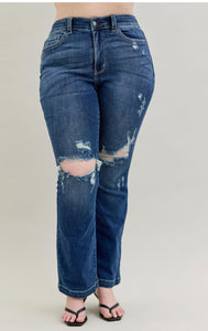Mid Rise Hand Sand &amp; Destroy Bootcut-Judy Blue