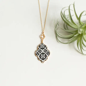 Charlie Pattern Drop Necklace - Ornate Design