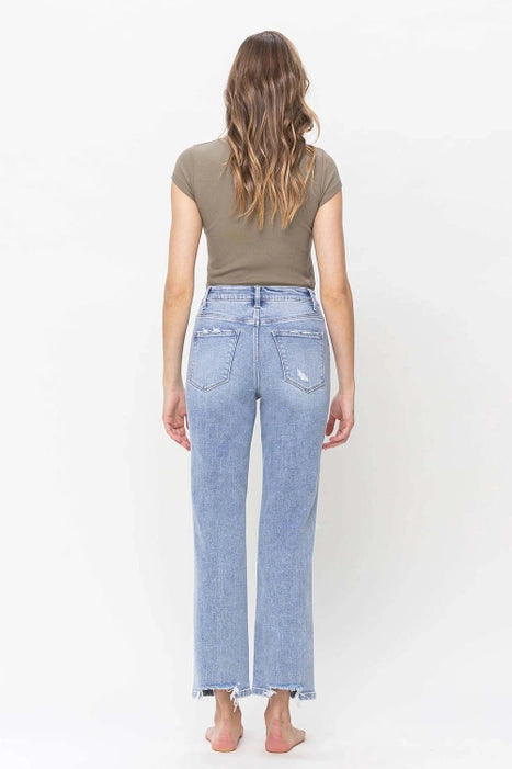 90's Super High Rise Distressed Straight Jeans