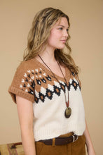 Load image into Gallery viewer, FAIR ISLE V NECK SHORT SLEEVE KNIT SWEATER