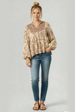 Load image into Gallery viewer, FRILL MOCK NECK PEASANT BOHEMIAN BLOUSE