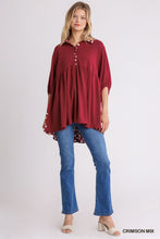 Load image into Gallery viewer, Linen Blend Animal Print Collar Button Down Tunic