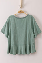 Load image into Gallery viewer, Lace Trim Detail Mineral Washed V-neck Knit Top