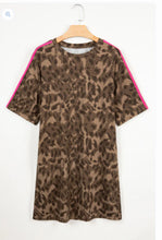 Load image into Gallery viewer, Leopard T Shirt Mini Dress With Pockets