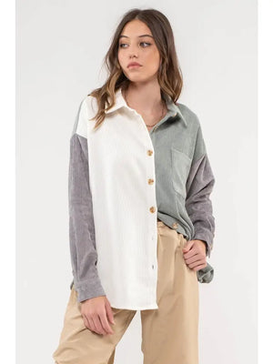 Colorblock Corduroy Jacket