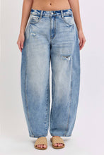 Load image into Gallery viewer, Mid-Waisted Barrel Jeans with Side Panels