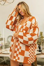 Load image into Gallery viewer, MIXED CHECK PATTERN LOOSE FIT CHUNKY CARDIGAN