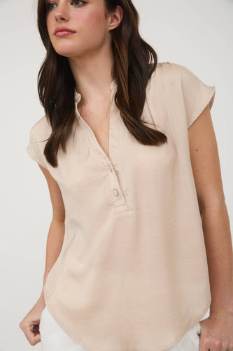 DROP SHOULDER BUTTON FRONT BLOUSE