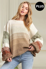 Load image into Gallery viewer, PLUS SIZE PUFF SLEEVE SWEATER TOP