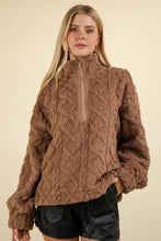Load image into Gallery viewer, Fuzzy Fleece Cozy Cable Pattern Henley Top