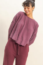 Load image into Gallery viewer, Mineral Wash Dropped Shoulder Waffle Knit Top