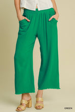 Load image into Gallery viewer, Wide Leg Pants with Elastic Waist Band &amp; Unfinished Hem