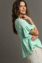 Load image into Gallery viewer, Floral Print Lace Trimmed Detail Half Sleeve Babydoll Top with Keyhole