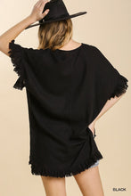 Load image into Gallery viewer, Linen Blend V-Neck Ruffle Sleeve Tunic Top