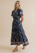 Load image into Gallery viewer, SMOCKED WAIST MAXI TIERED FLORAL DRESS