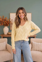 Load image into Gallery viewer, VANILLA V NECK LONG SLEEVE PATTERNED SOLID SWEATER KNIT TOP