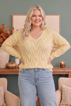 Load image into Gallery viewer, VANILLA V NECK LONG SLEEVE PATTERNED SOLID SWEATER KNIT TOP