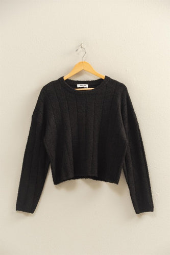 Ribbed Texture Crew Neck Sweater