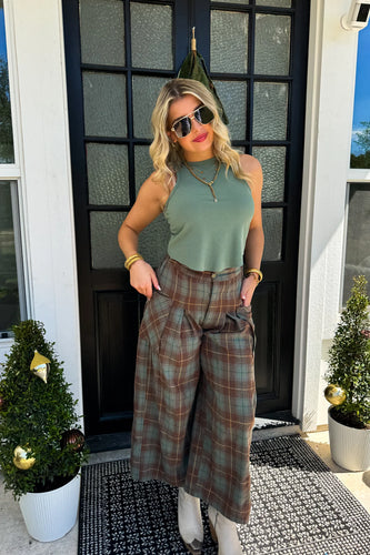 CAYLA CROP PLAID PANTS