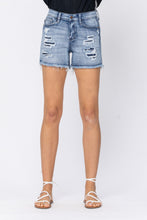 Load image into Gallery viewer, Mid Rise Patch Cut Off Shorts