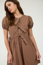 Load image into Gallery viewer, Front Tie Short Puff Sleeve Babydoll Mini Dress