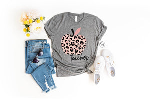LEOPARD APPLE TEACHER TEE