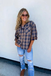VIVI PLAID HOODIE TOP