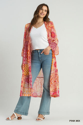 Lurex Metallic Tie Front Kimono