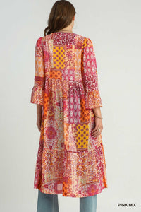 Lurex Metallic Tie Front Kimono