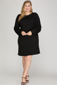 LONG BALLOON SLEEVE KNIT DRESS