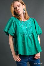 Load image into Gallery viewer, Crochet Lace Top 3/4 Puff Sleeve
