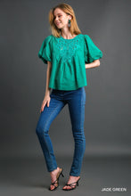 Load image into Gallery viewer, Crochet Lace Top 3/4 Puff Sleeve