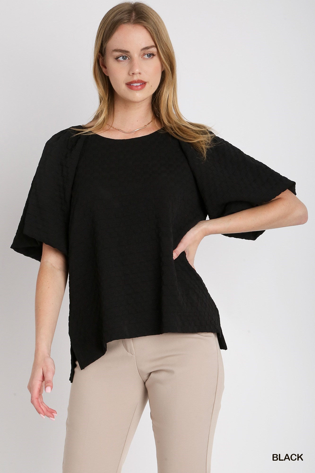 Jacquard Round Neck Top