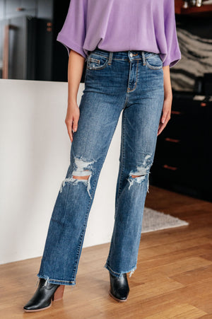 Rose High Rise 90's Straight Jeans in Dark Wash