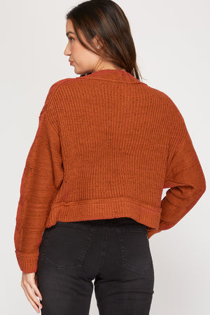 Long Sleeve Cable Knit Sweater Top