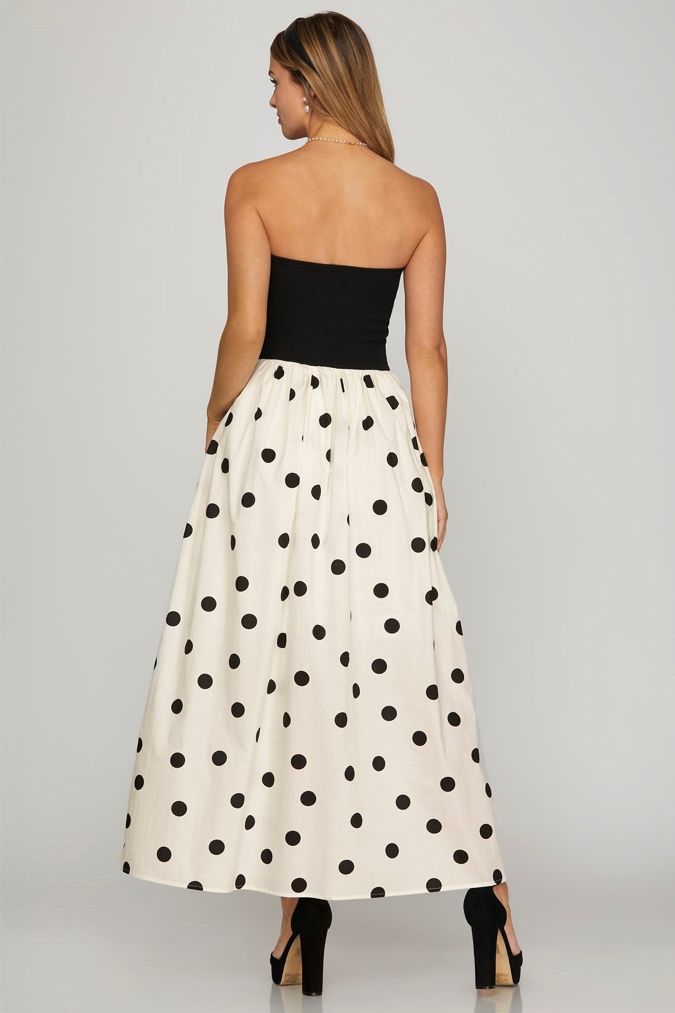 Strapless Knit Polka Dot Dress