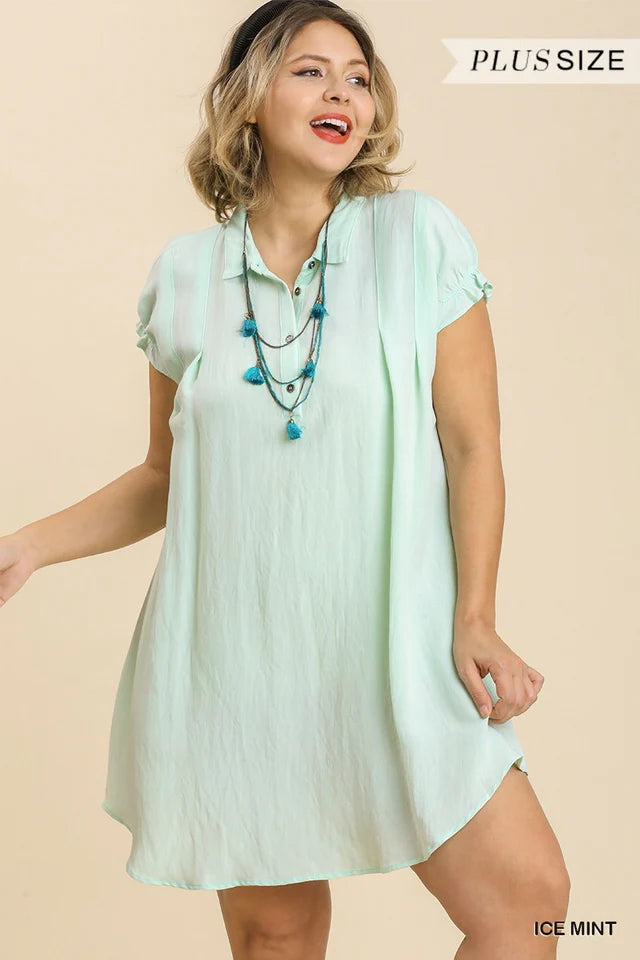 Pleated Detail Short Sleeve Dress