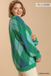 Argyle Pattern Button Front Cardigan