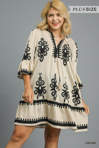 Two Tone Boarder Print Mini Dress