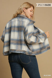 BRUSHED TWILL PLAID CROPPED JACKET