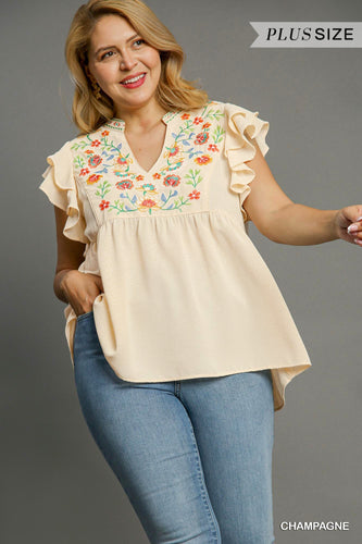 Babydoll Split Neck Top