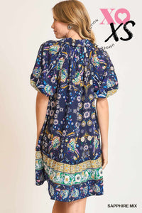 Boho Chic Black Mix Floral Mini Dress