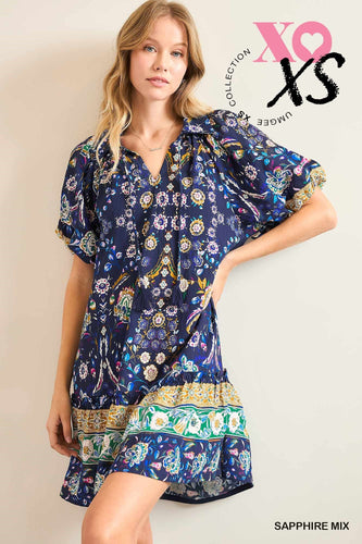 Boho Chic Black Mix Floral Mini Dress
