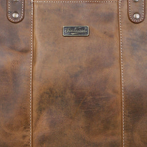 Rustic Leather Women's Tote Bag - Dark Brown