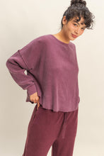 Load image into Gallery viewer, Mineral Wash Dropped Shoulder Waffle Knit Top