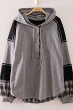 Load image into Gallery viewer, Plaid Contrast Hoodie Pullover